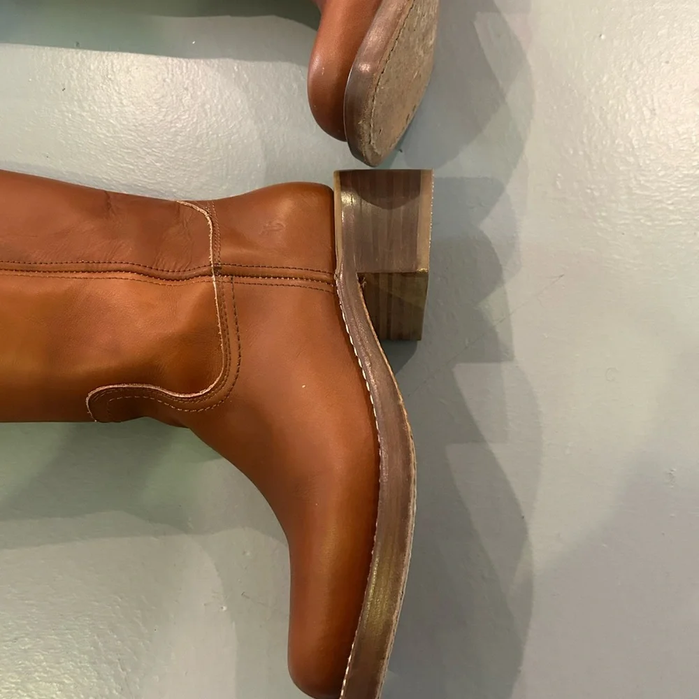 Women's Tall Leather Riding Boots - Brown - Picture 7 of 7